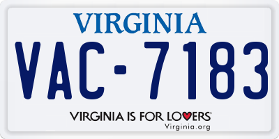 VA license plate VAC7183