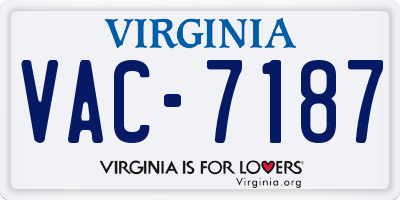 VA license plate VAC7187