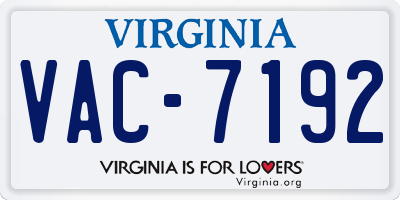 VA license plate VAC7192