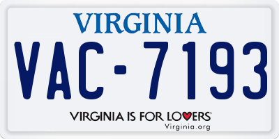 VA license plate VAC7193