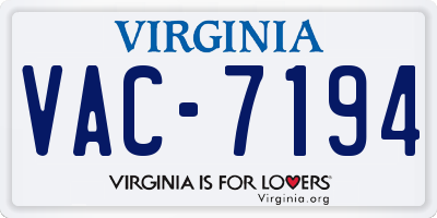 VA license plate VAC7194