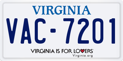VA license plate VAC7201
