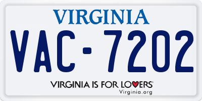 VA license plate VAC7202