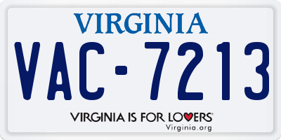 VA license plate VAC7213