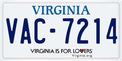 VA license plate VAC7214