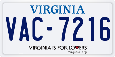 VA license plate VAC7216