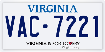 VA license plate VAC7221