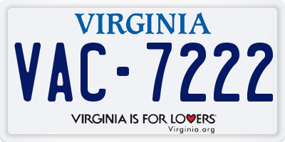 VA license plate VAC7222
