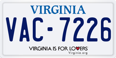 VA license plate VAC7226