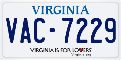 VA license plate VAC7229
