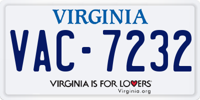 VA license plate VAC7232