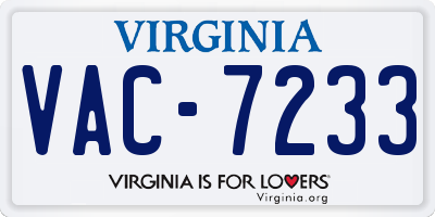 VA license plate VAC7233