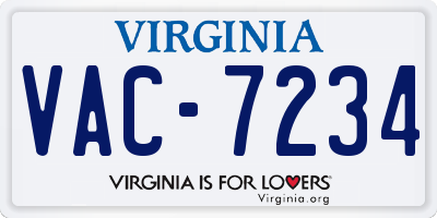 VA license plate VAC7234