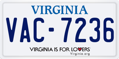 VA license plate VAC7236