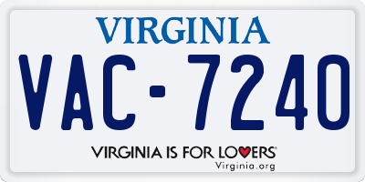 VA license plate VAC7240