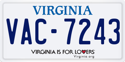VA license plate VAC7243