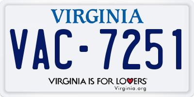 VA license plate VAC7251