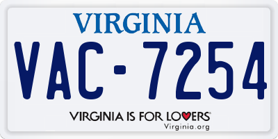 VA license plate VAC7254