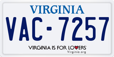VA license plate VAC7257