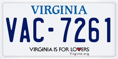 VA license plate VAC7261