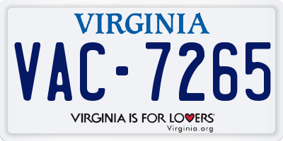 VA license plate VAC7265
