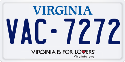 VA license plate VAC7272