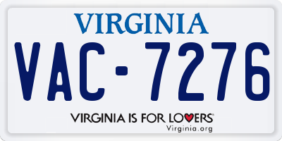 VA license plate VAC7276