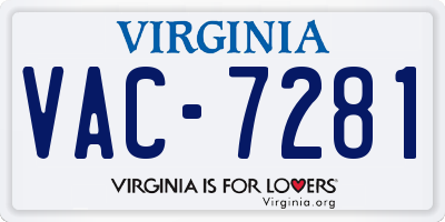 VA license plate VAC7281