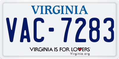 VA license plate VAC7283