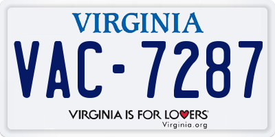 VA license plate VAC7287