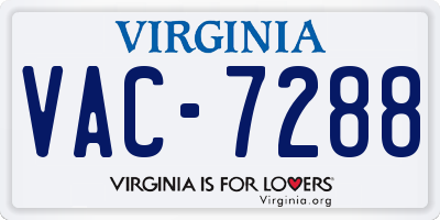 VA license plate VAC7288