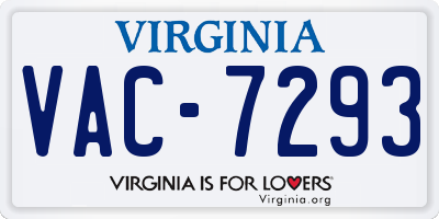 VA license plate VAC7293
