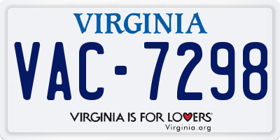 VA license plate VAC7298