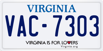 VA license plate VAC7303