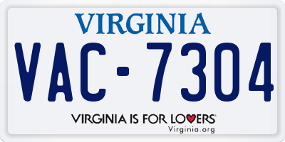 VA license plate VAC7304
