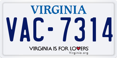 VA license plate VAC7314