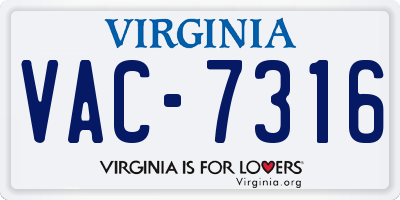 VA license plate VAC7316