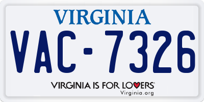 VA license plate VAC7326
