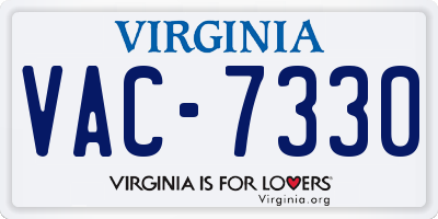 VA license plate VAC7330