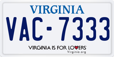 VA license plate VAC7333