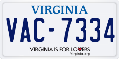 VA license plate VAC7334