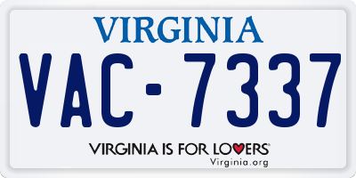 VA license plate VAC7337