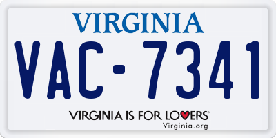 VA license plate VAC7341