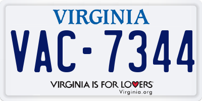 VA license plate VAC7344