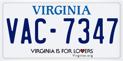 VA license plate VAC7347