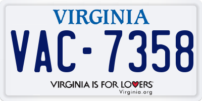 VA license plate VAC7358