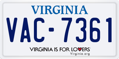 VA license plate VAC7361