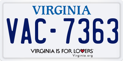 VA license plate VAC7363