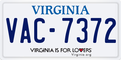 VA license plate VAC7372
