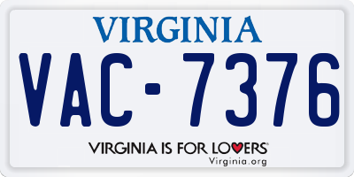 VA license plate VAC7376